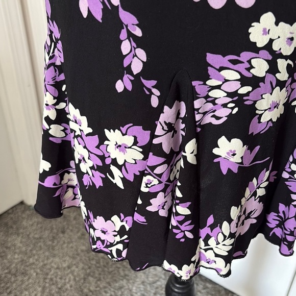 Susan Graver Black and Purple Ruffled Trumpet Skirt - Picture 3 of 8